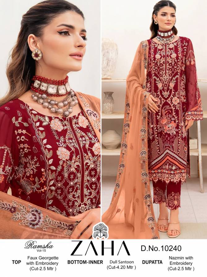 Ramsha Vol 15 By Zaha Georgette Embroidered Pakistani Suits Wholesale Shop In Surat
